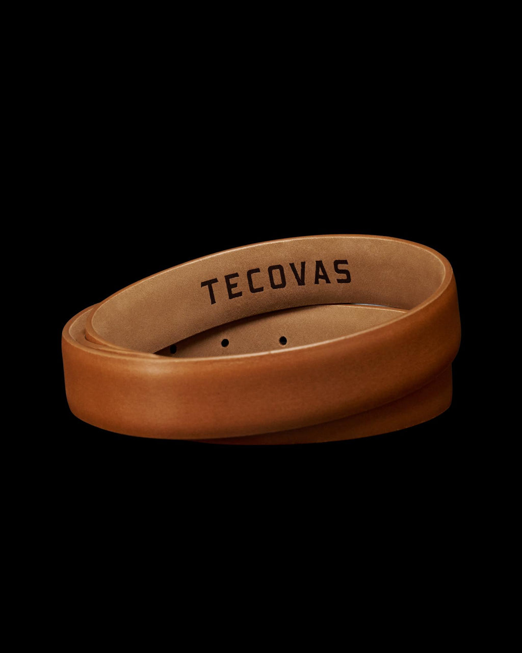Back view of Men's Dress Belt - Caramel on plain background