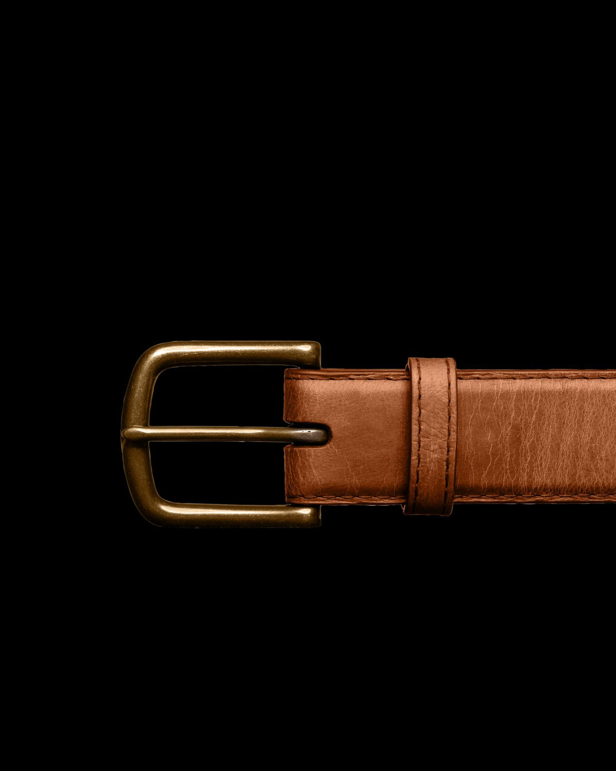 Front view of Men's Goat Belt II - Scotch on plain background