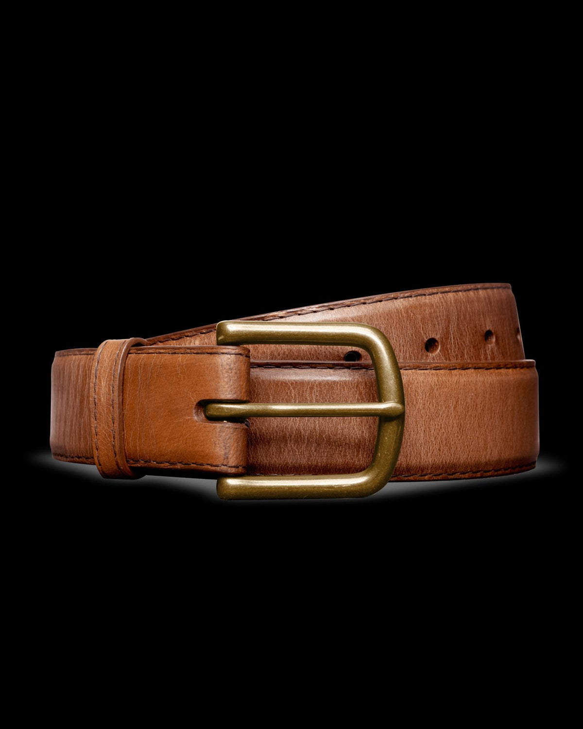 Front view of Men's Goat Belt II - Scotch on plain background