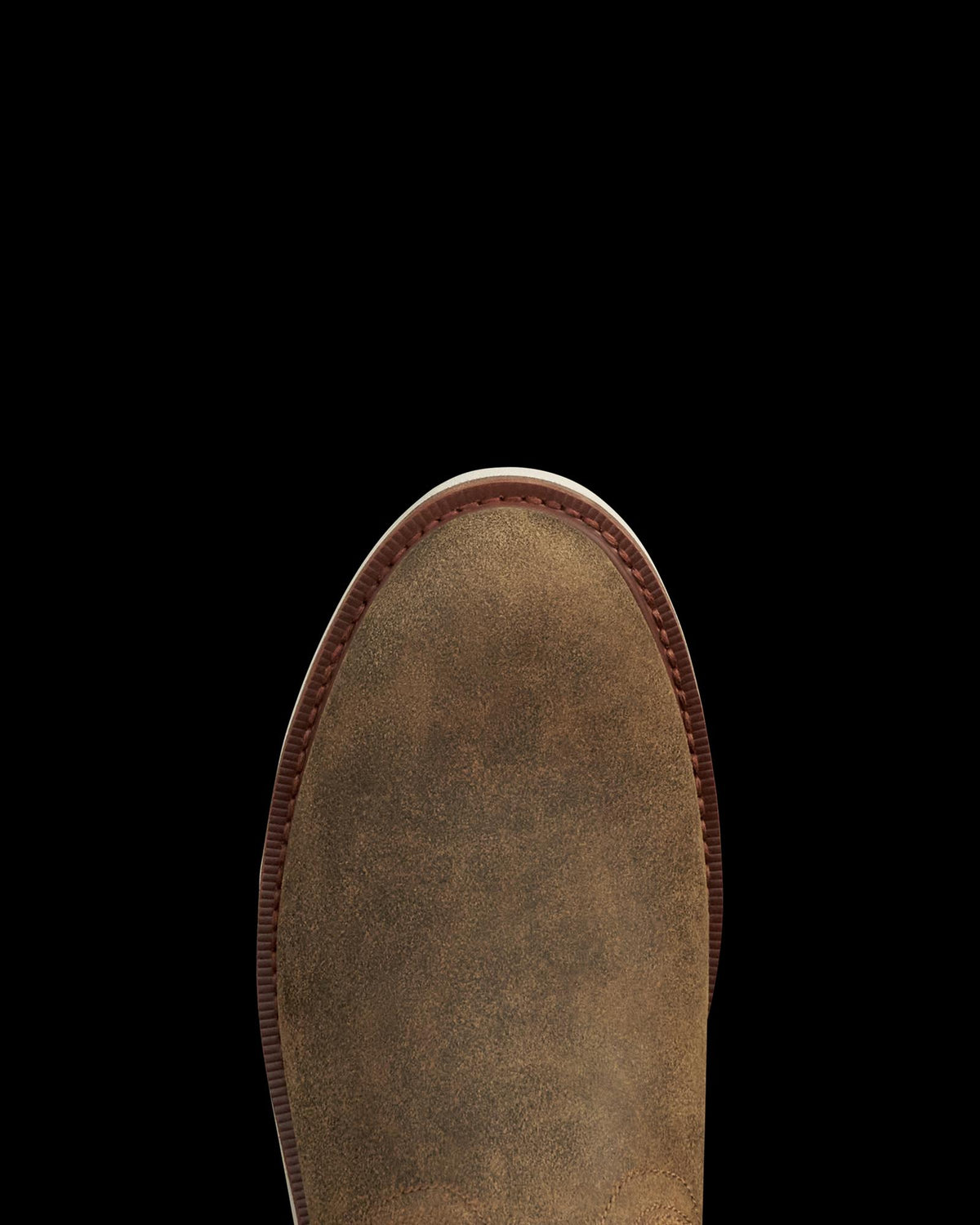 Toe view of The Knox - Dustwood Suede on plain background