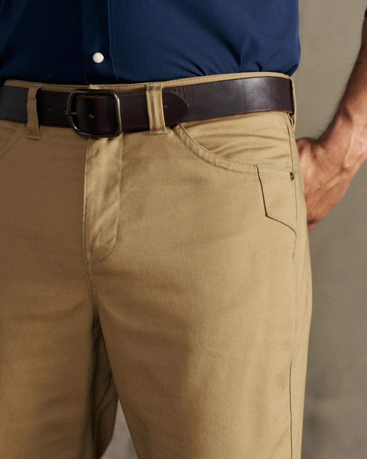 Closeup detail view of Men's Work Pant - Desert Tan