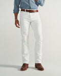 Front view of Men's Slim Straight Stretch Denim - White on model