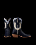 Pair view of The Jolene - Atlantic Blue/Chambray Cowhide on plain background