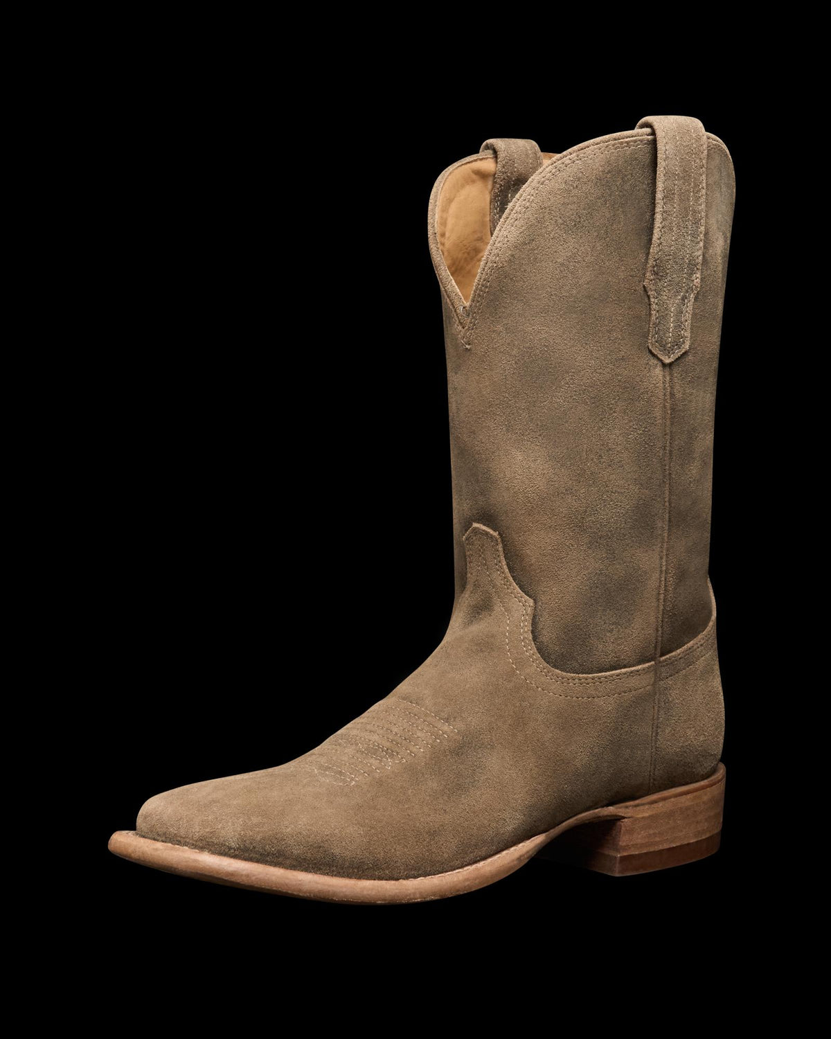 Quarterfront view of The Doc - Gravel Suede on plain background