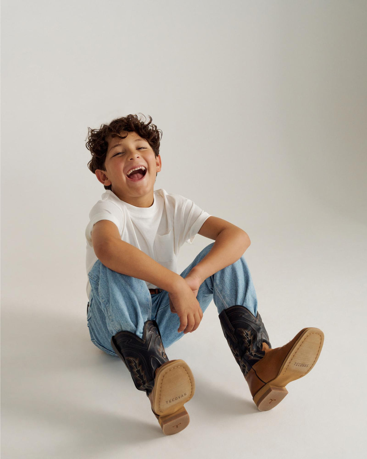 Full view of The Doc Kid - Tan on model