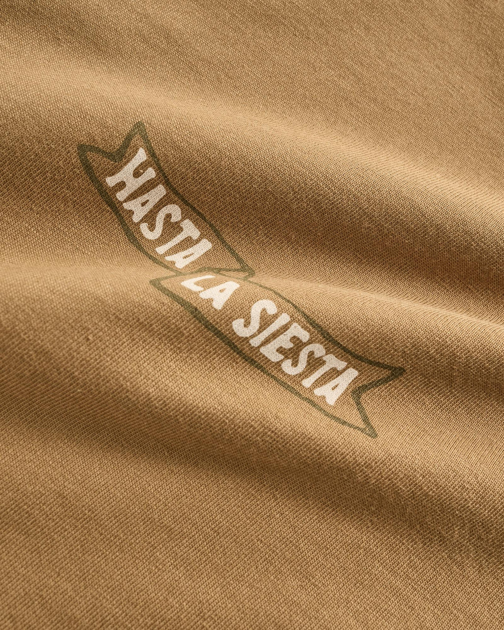 Closeup detail view of Men's Hasta La Siesta T-Shirt - Olivewood
