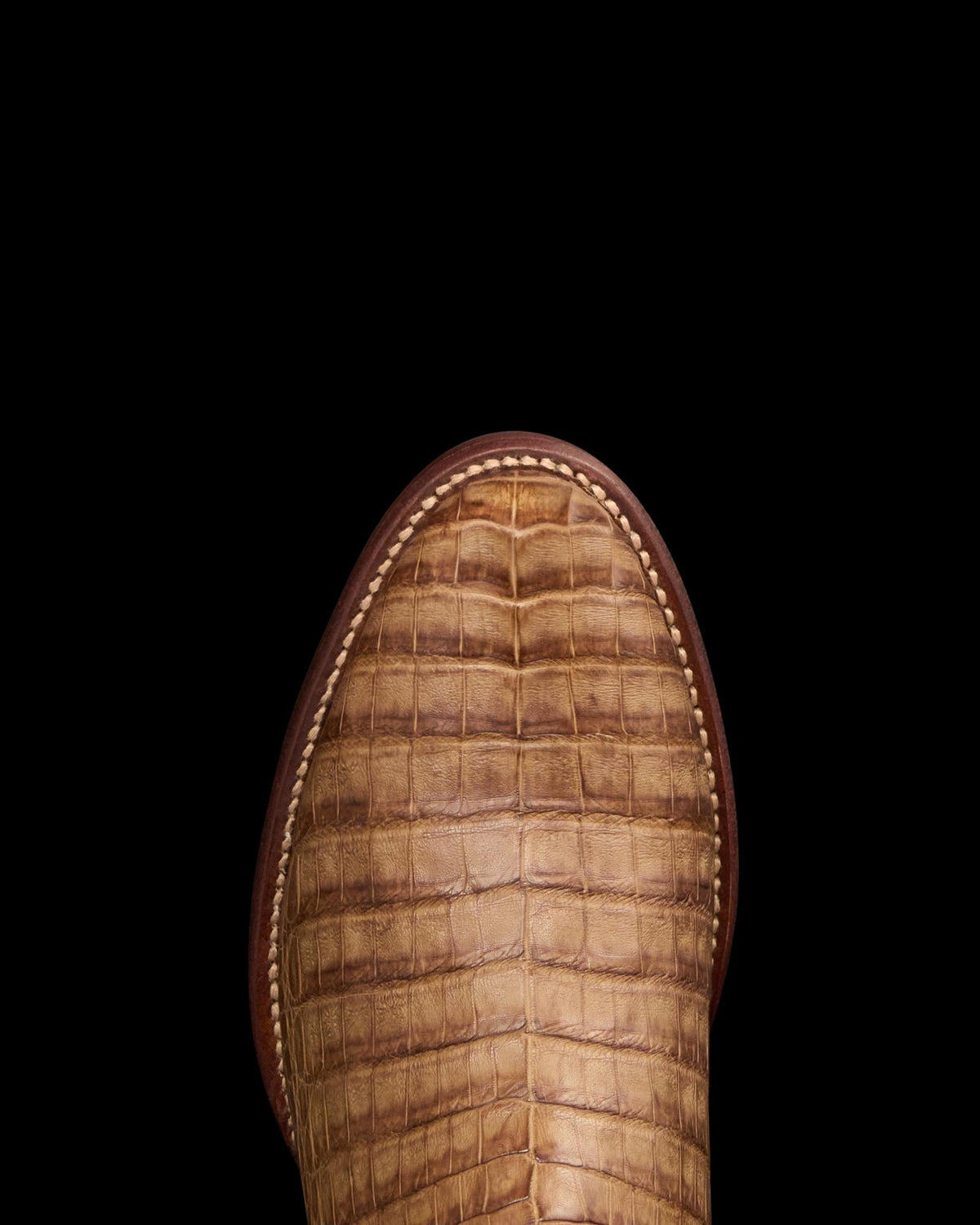 Toe view of The Dean - Toffee Caiman on plain background