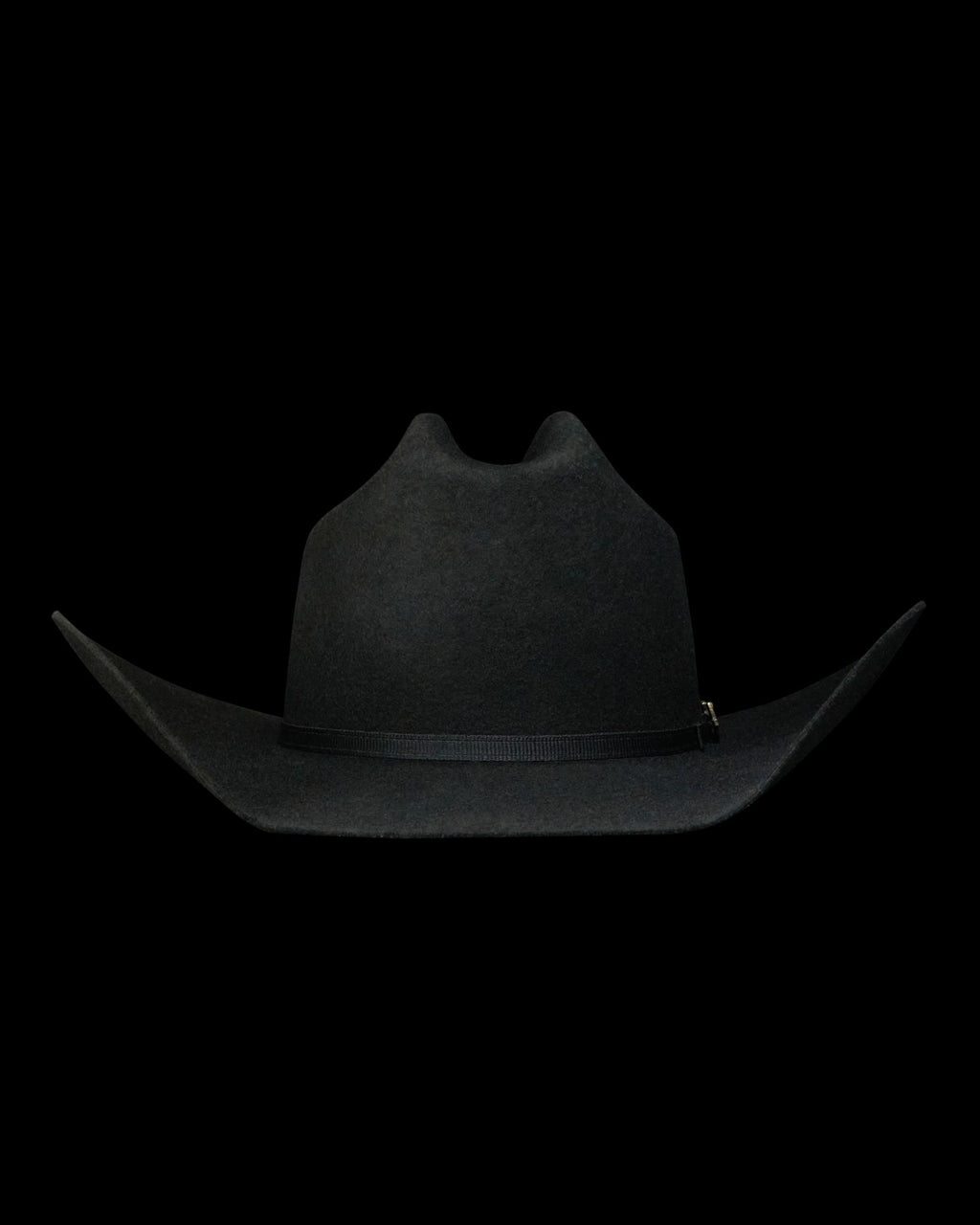 Front view of Cattleman Wool Cowboy Hat - Black on plain background