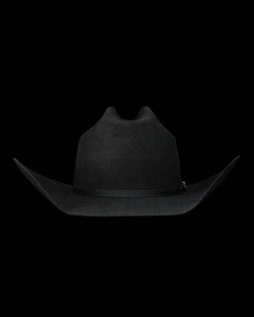 Front view of Cattleman Wool Cowboy Hat - Black on plain background