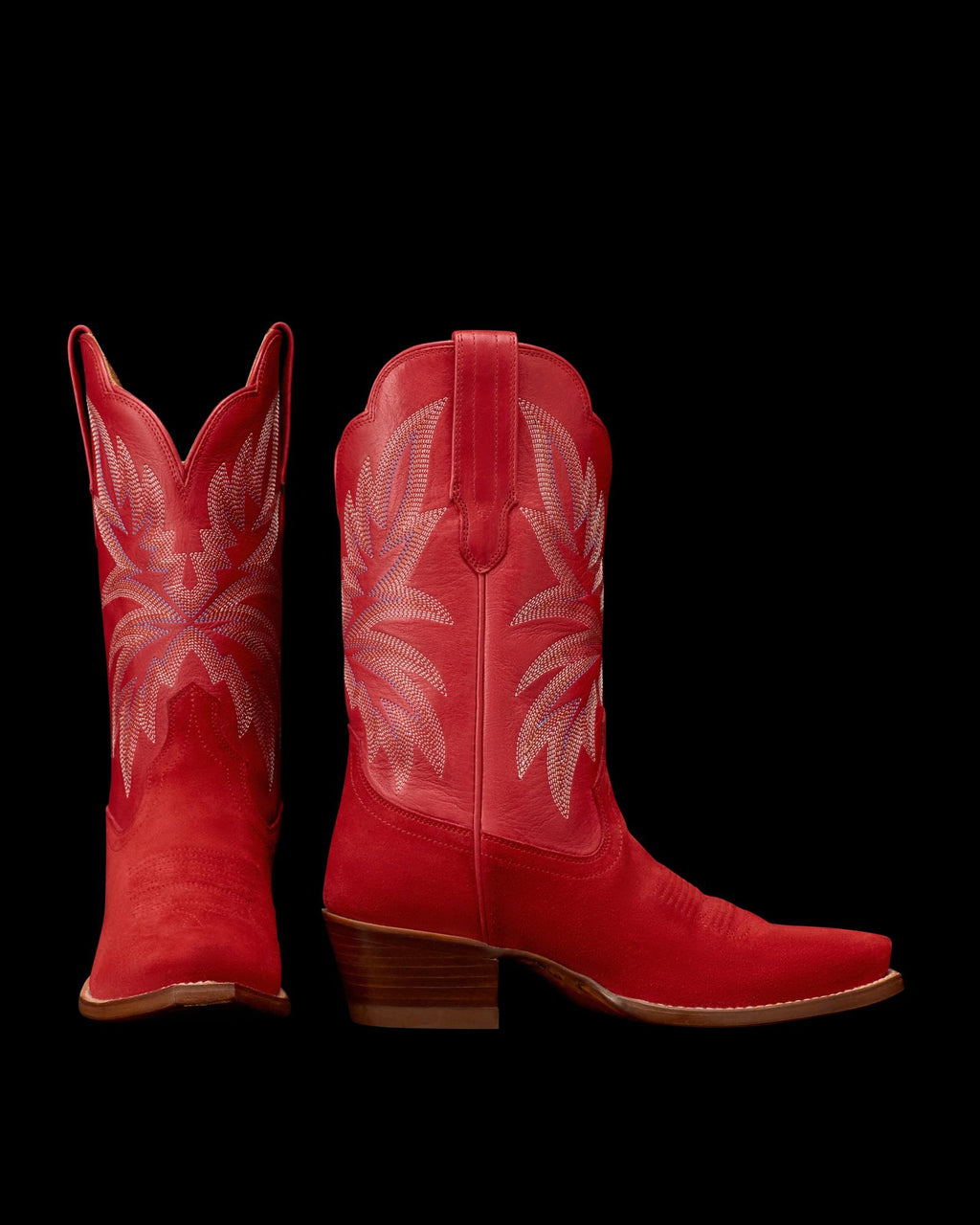 Pair view of The Sadie - Barn Red Suede on plain background