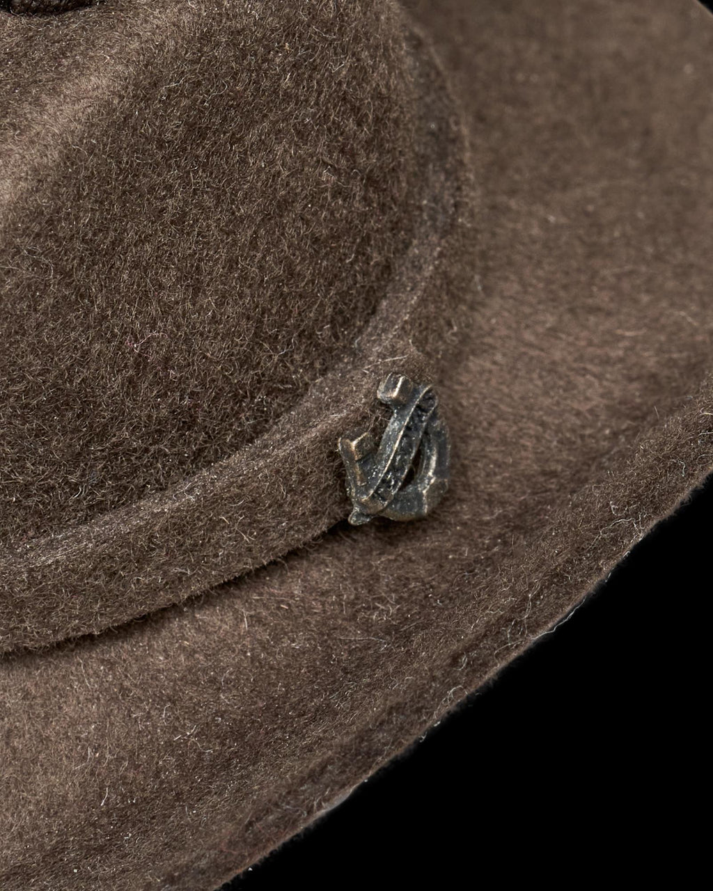 Closeup view of Cattleman Hat Ornament - Brown