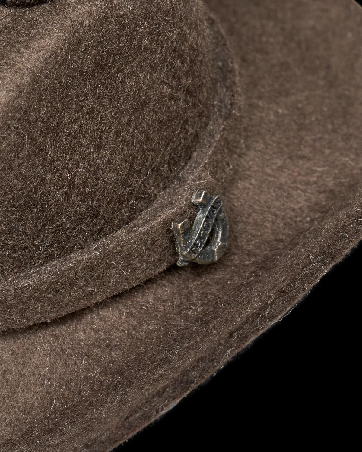 Closeup view of Cattleman Hat Ornament - Brown