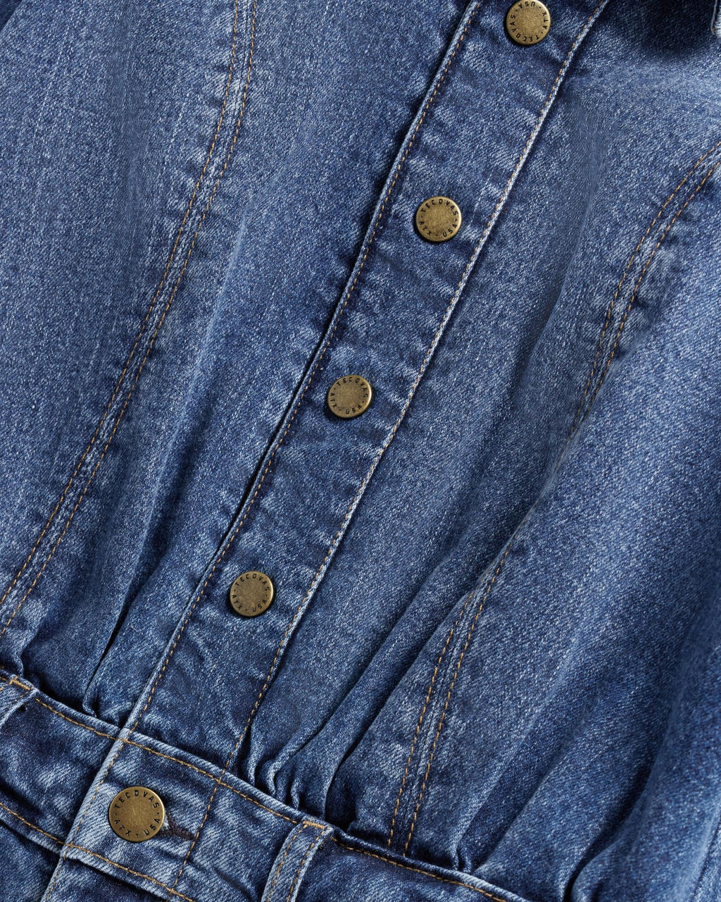 View of Women's L/S Denim Midi Dress - Medium Wash