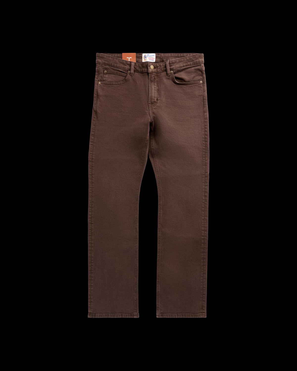 Front view of Men's Slim Straight Stretch Twill - Cafe on plain background