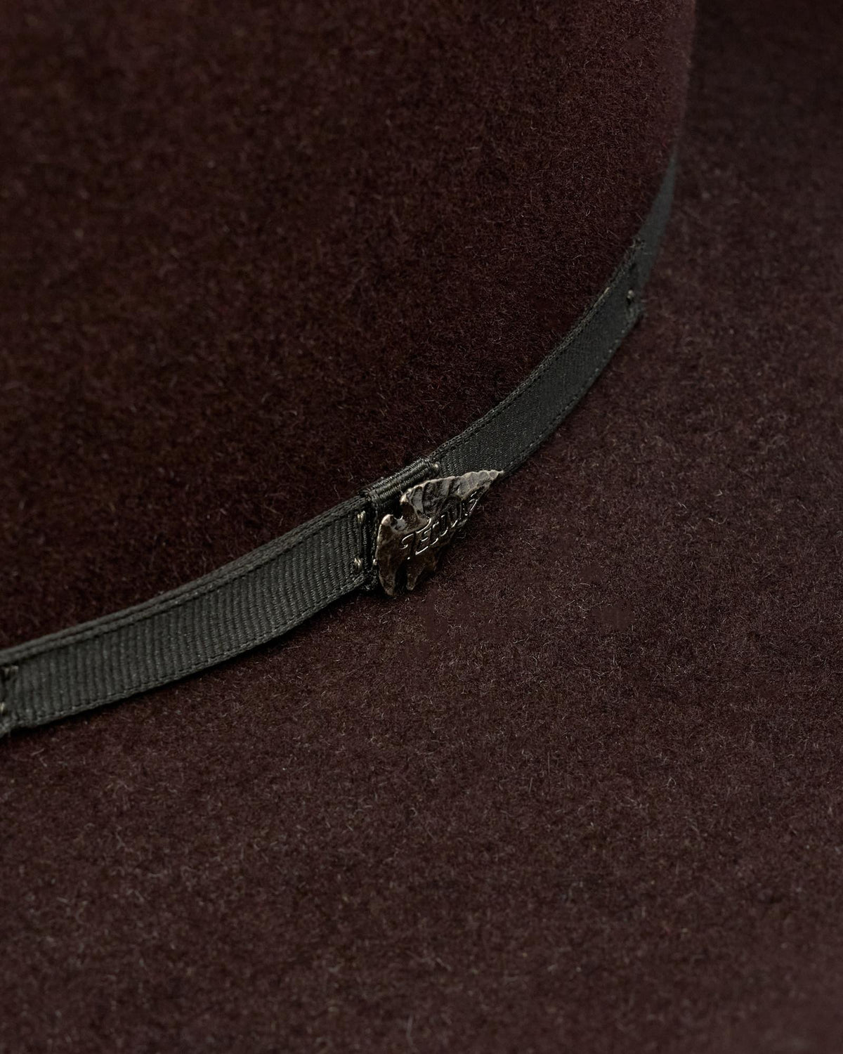 Closeup view of Cattleman Fur Cowboy Hat - Black Cherry