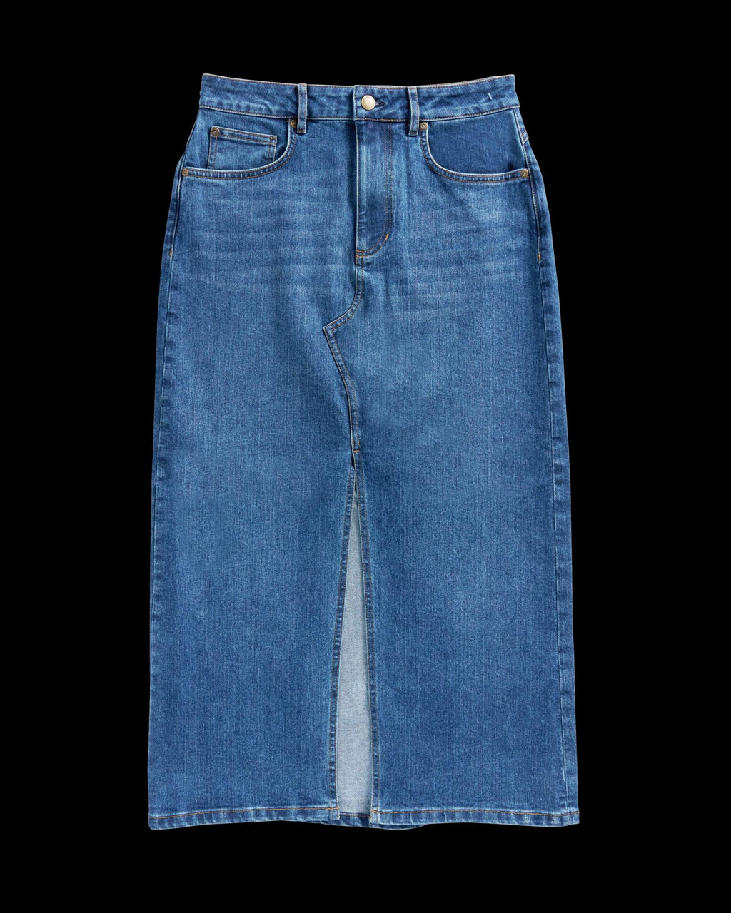 Women's Denim Midi Skirt - Medium Wash