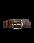 Unbuckled view of Men's Caiman Belt II - Oak on plain background