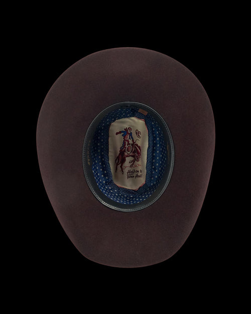 Inside view of Cattleman Fur Cowboy Hat - Black Cherry on plain background