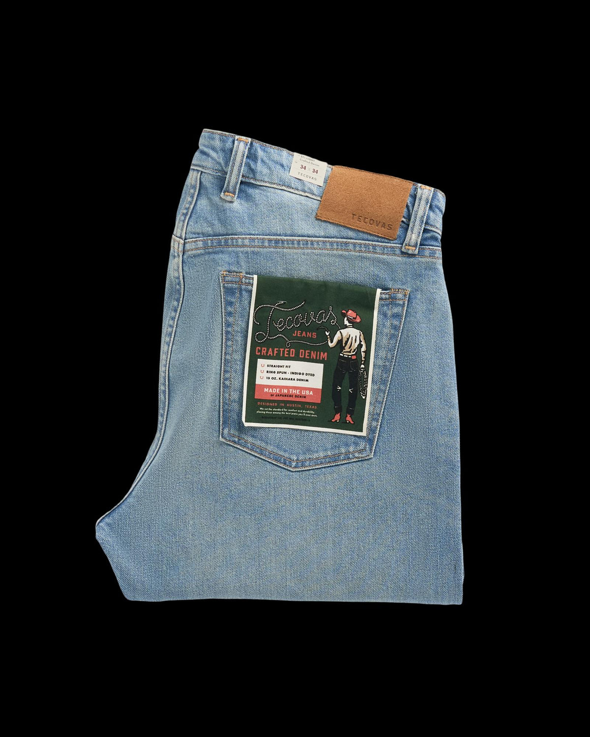 Folded view of Men's Straight Crafted Denim - Light Wash on plain background