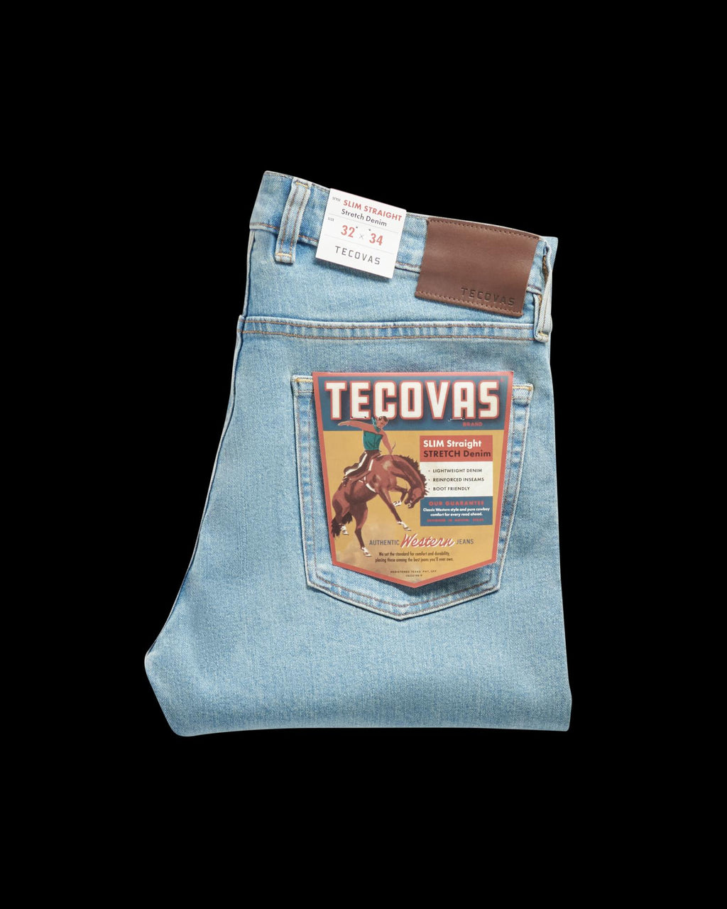 View of Men's Slim Straight Stretch Denim - Light Stone Wash