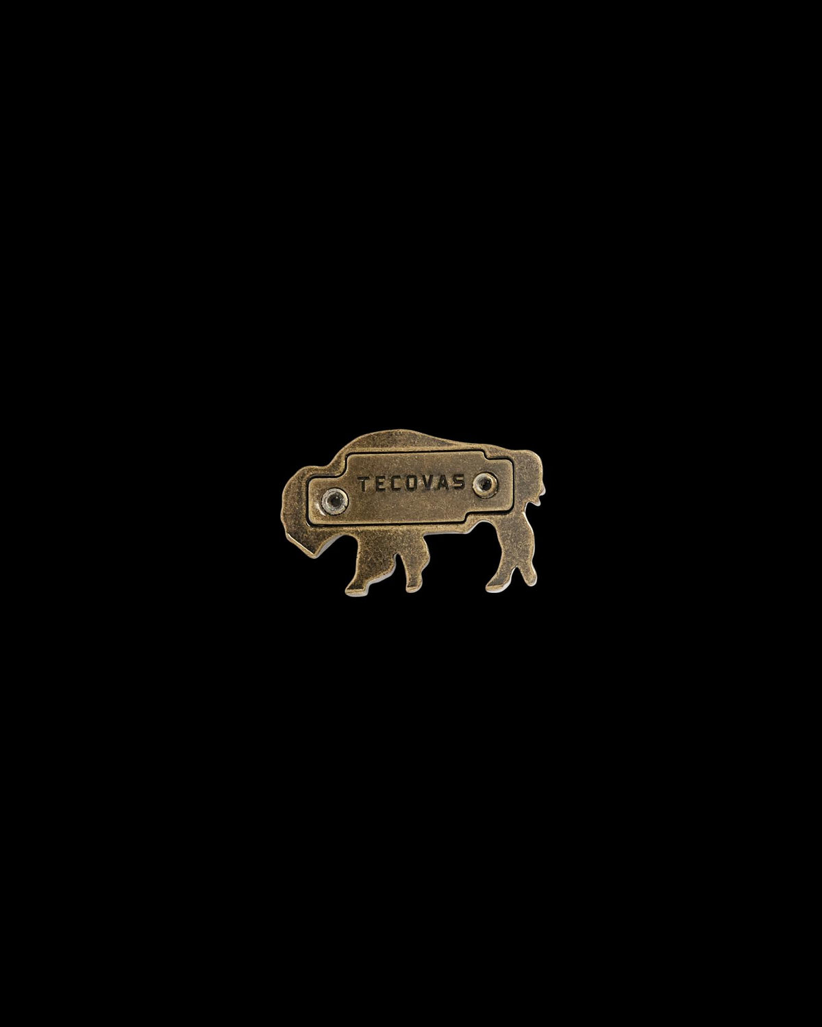 Back view of Bison Magnetic Hat Pin - Antique Brass on plain background