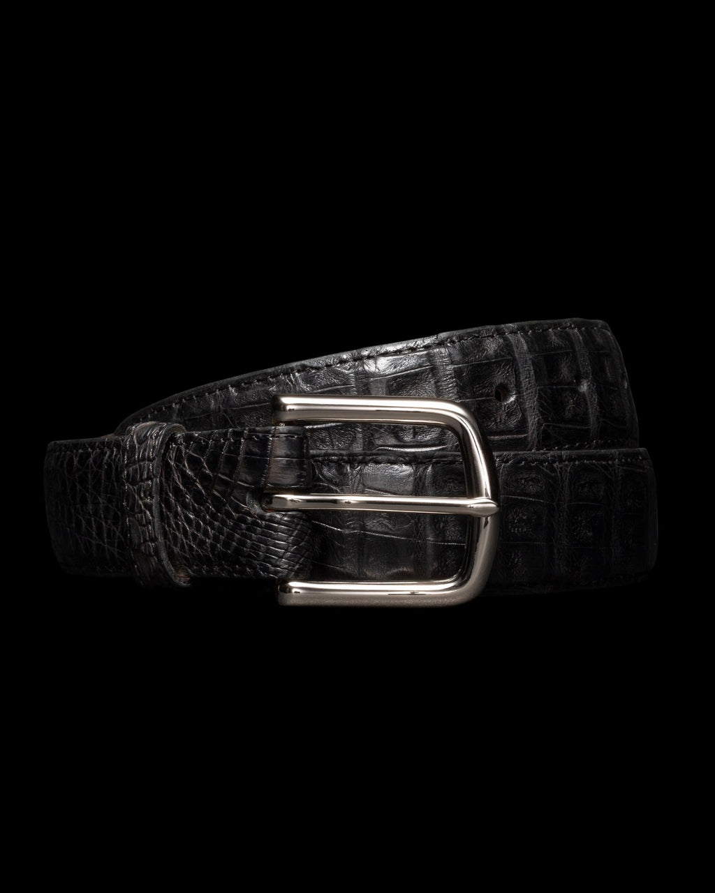 Front view of Men's Caiman Belt II - Midnight on plain background