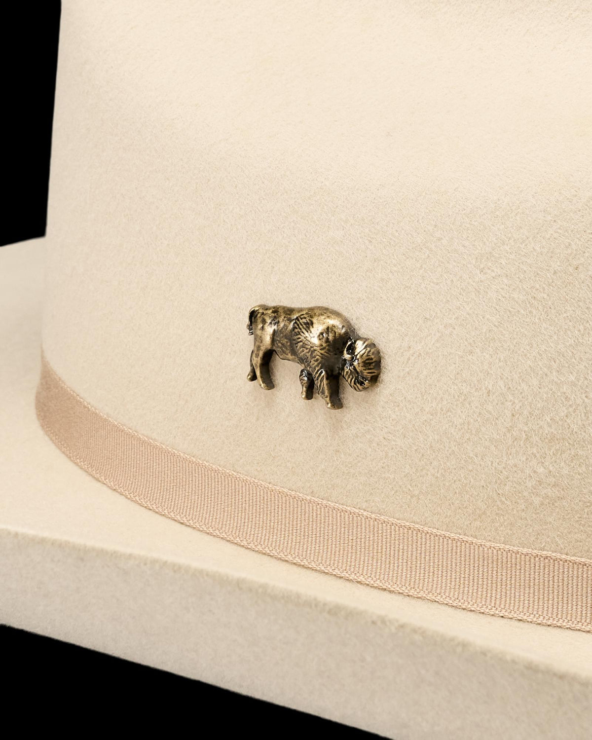Closeup view of Bison Magnetic Hat Pin - Antique Brass