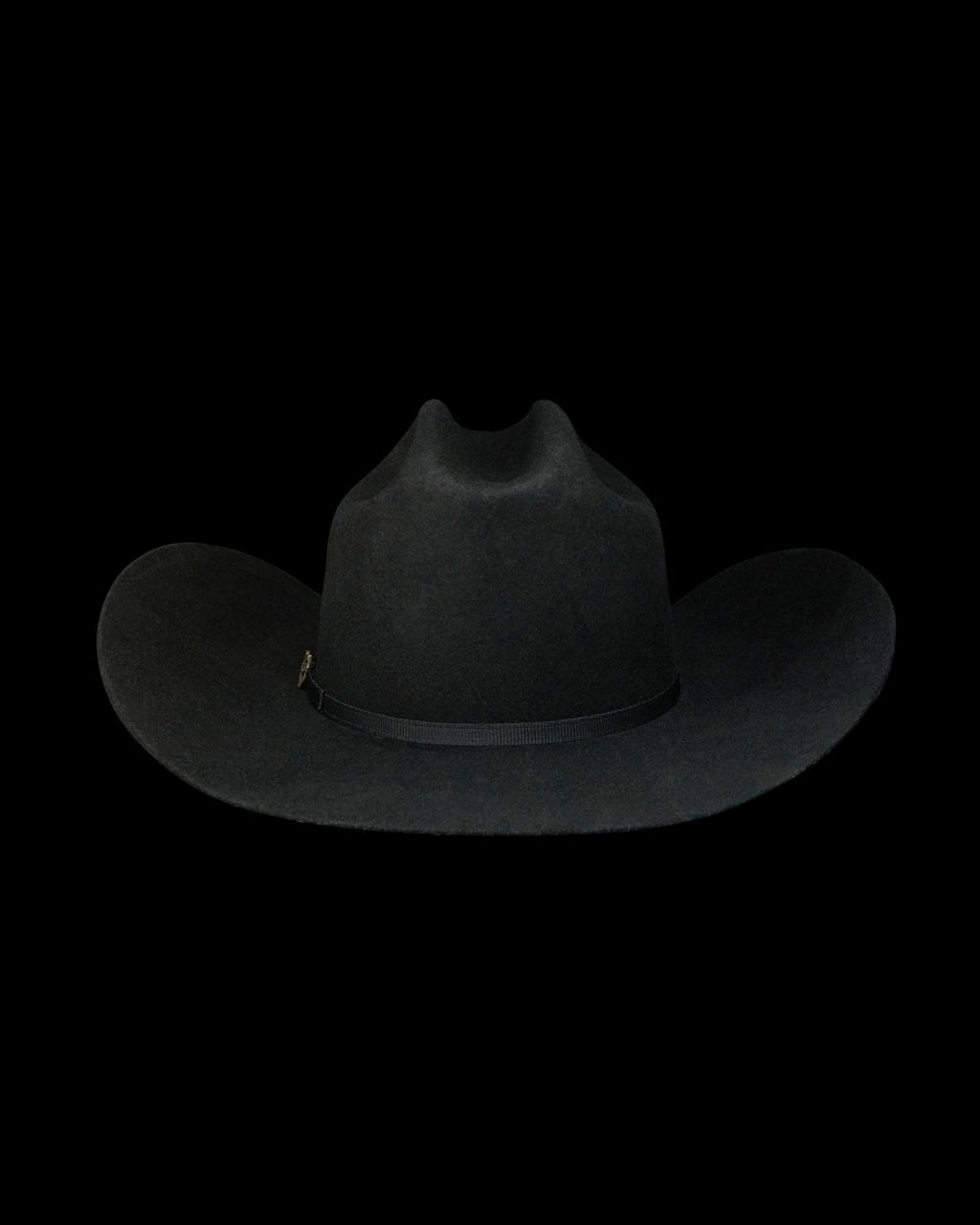 Back view of Cattleman Wool Cowboy Hat - Black on plain background