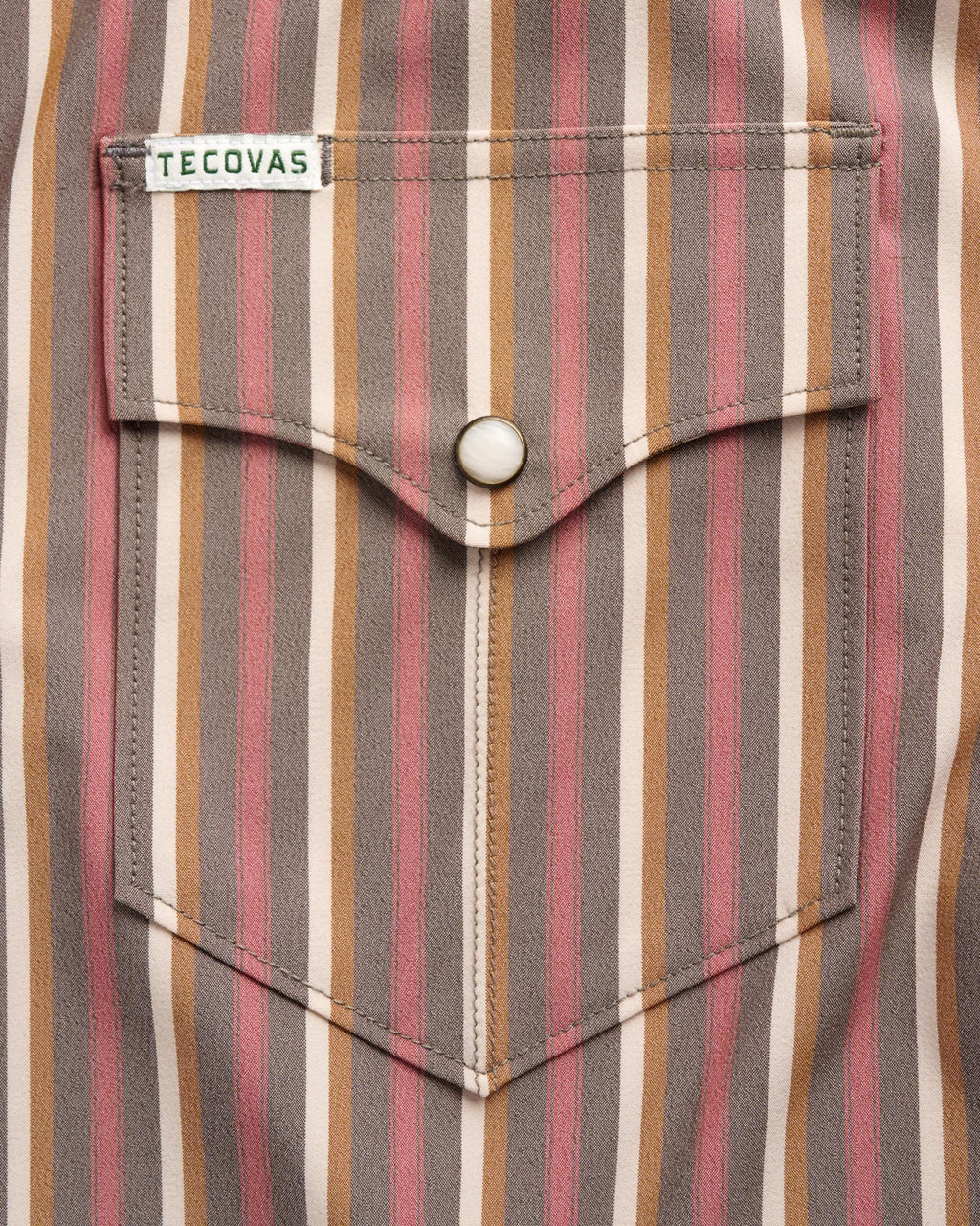 Closeup detail view of Men's Performance Western Pearl Snap - Smokey Olive/Multi