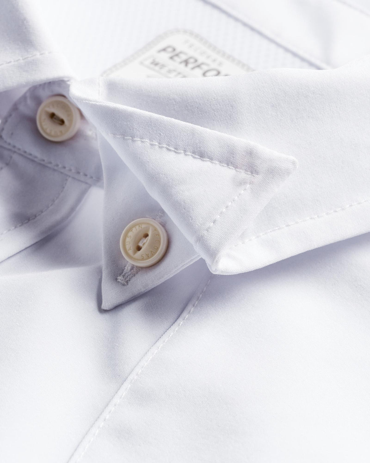Closeup detail view of Men's Performance Western Pearl Snap SS - White