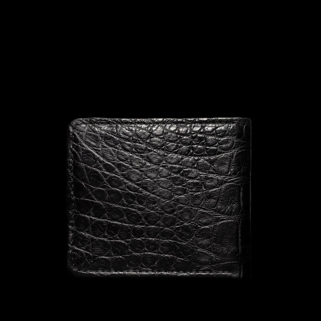 Back view of Alligator Billfold - Midnight on plain background