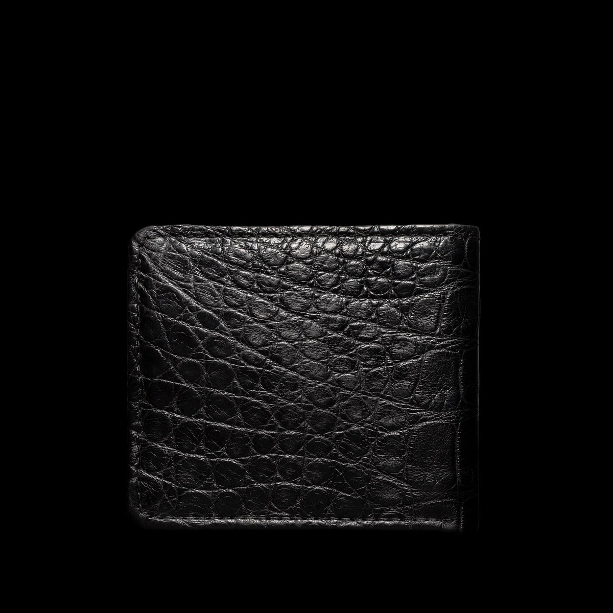 Back view of Alligator Billfold - Midnight on plain background
