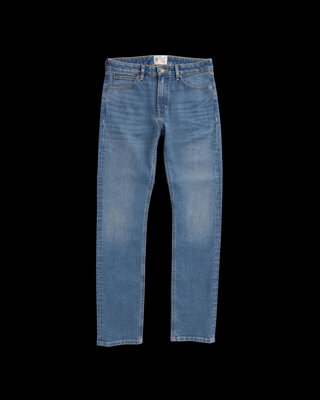Front view of Men's Slim Stretch Denim - Medium Indigo on plain background