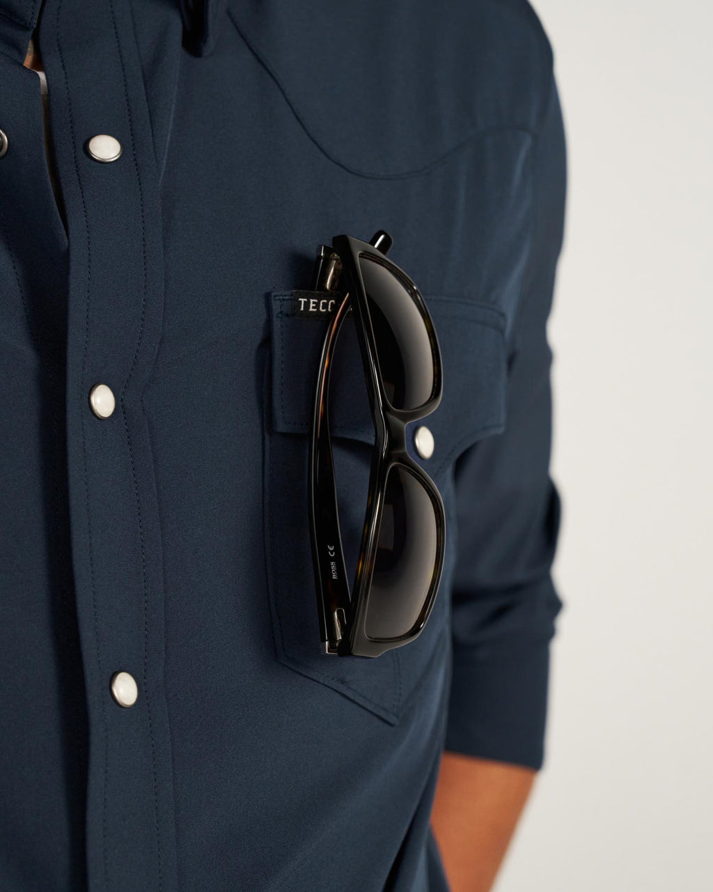 Closeup detail view of Men's Performance Western Pearl Snap - Navy