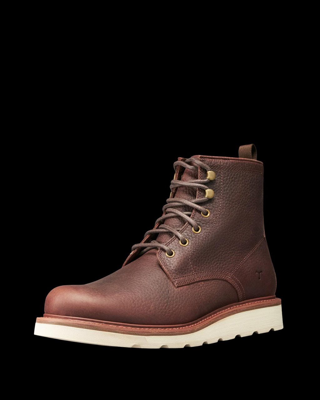 Quarterfront view of The Knox Lace Up - Tobacco Cowhide on plain background