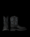 Pair view of The LH WP Round Comp Toe Work Boot - Midnight Cowhide on plain background