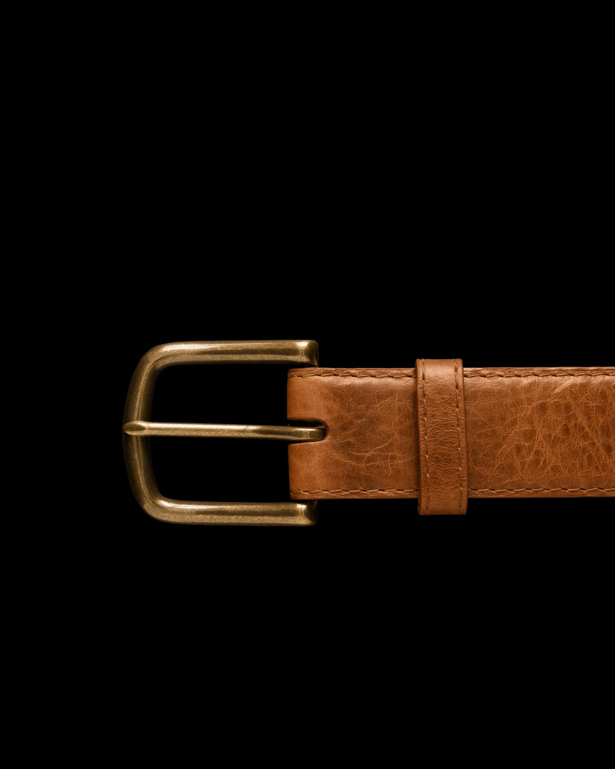 Front view of Men's Bison Belt II - Tan on plain background