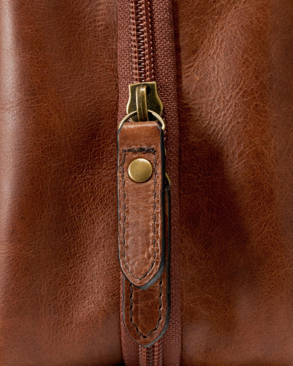 Closeup view of Bartlett Hanging Travel Kit - Cognac