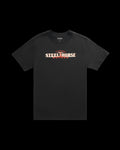 Front view of Men's Steel Horse Motors T-Shirt - Black/Multi on plain background