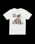 Front view of Men's Steel Horse Customs Tee SS - Bone / Multi on plain background