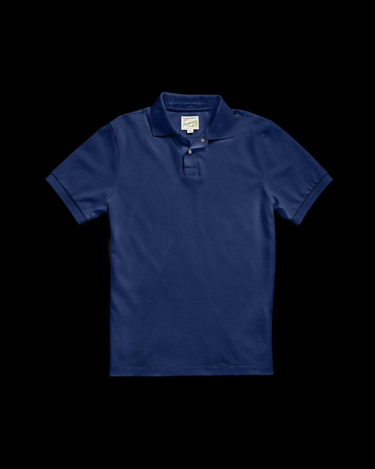 Closeup detail view of Men's Polo Pearl Snap SS - Navy