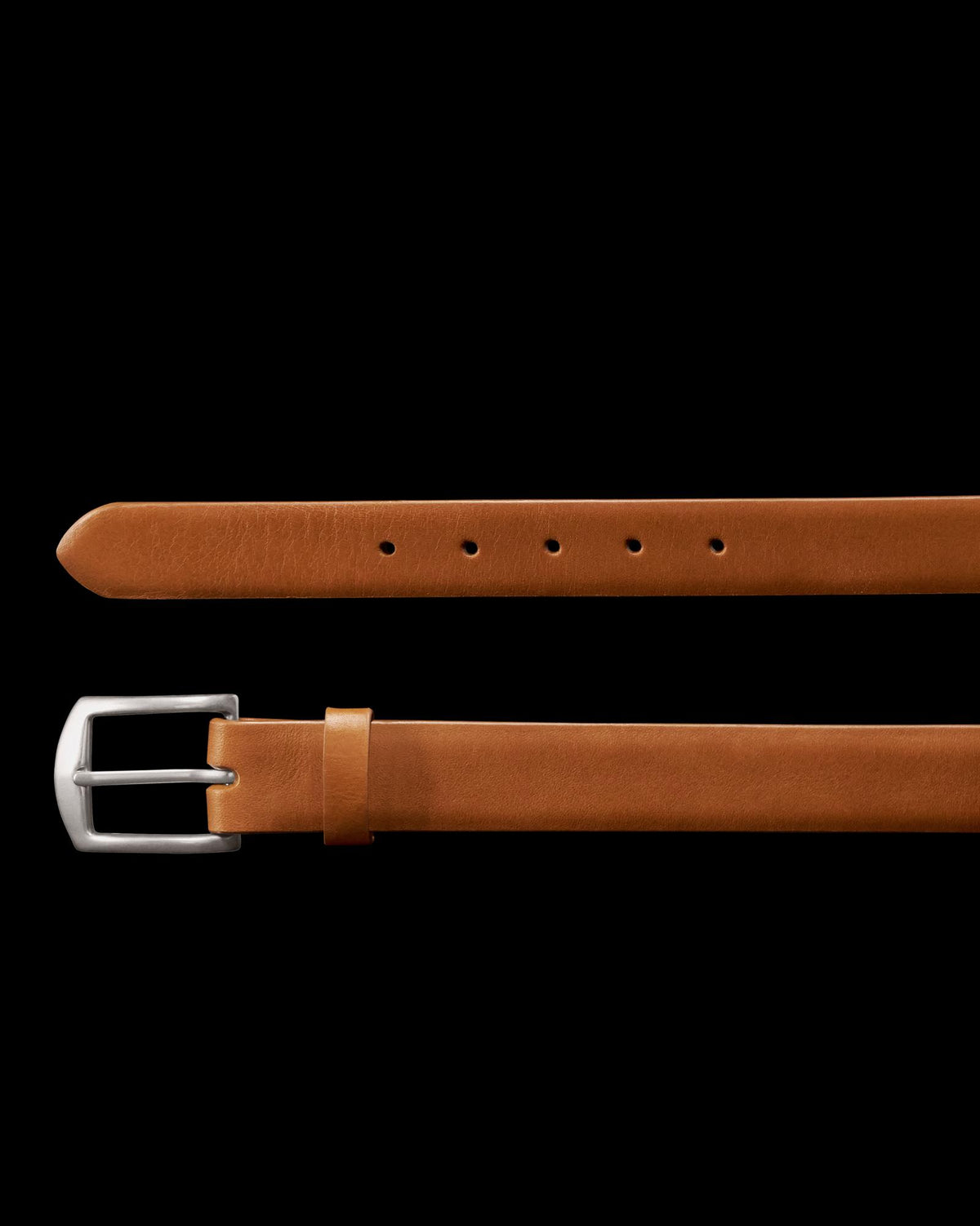 Closeup view of Men's Dress Belt - Caramel