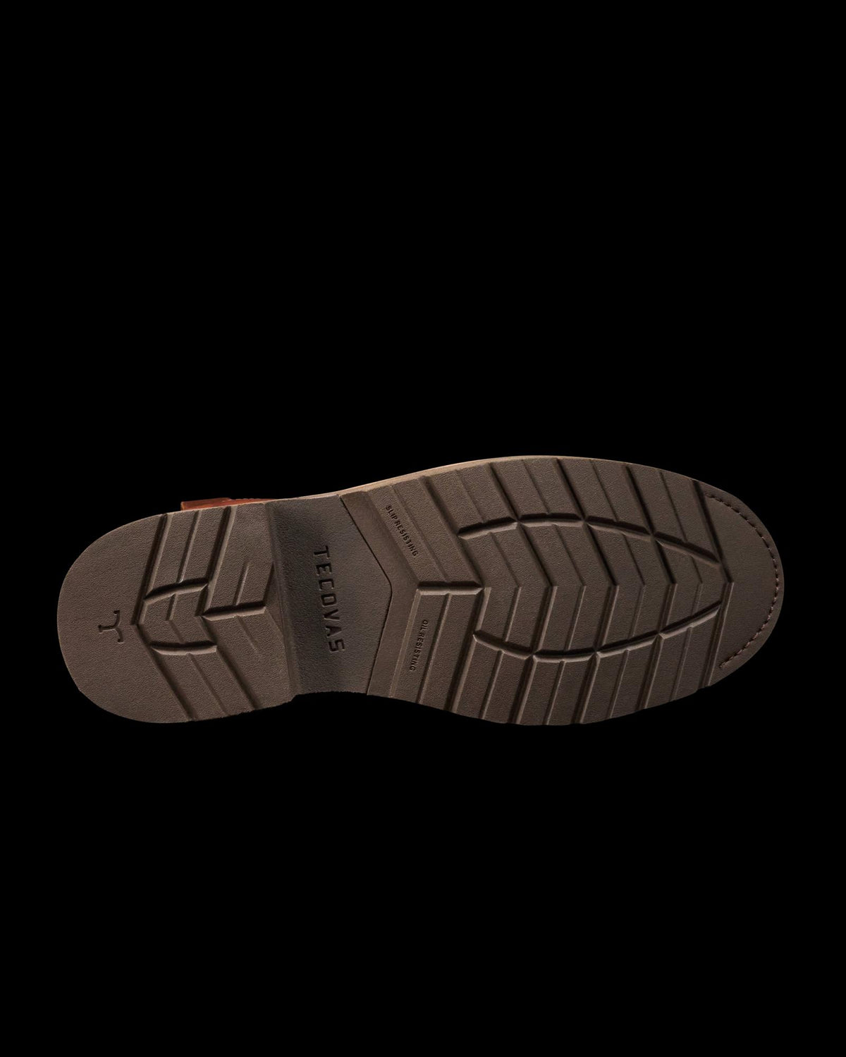 Toe view of The LH WP Round Comp Toe Work Boot - Saddle Cowhide on plain background