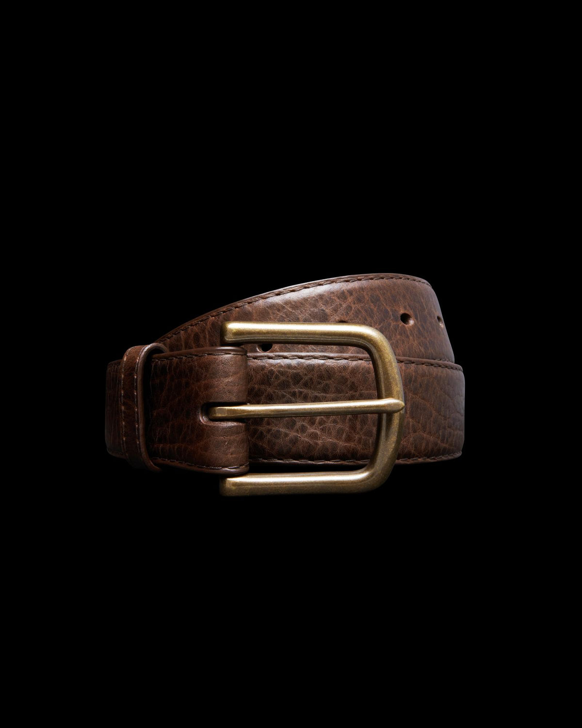 Front view of Men's Bison Belt II - Hickory on plain background