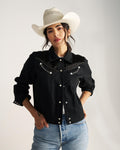 Front view of Women's Dolly Jacket - Black on model