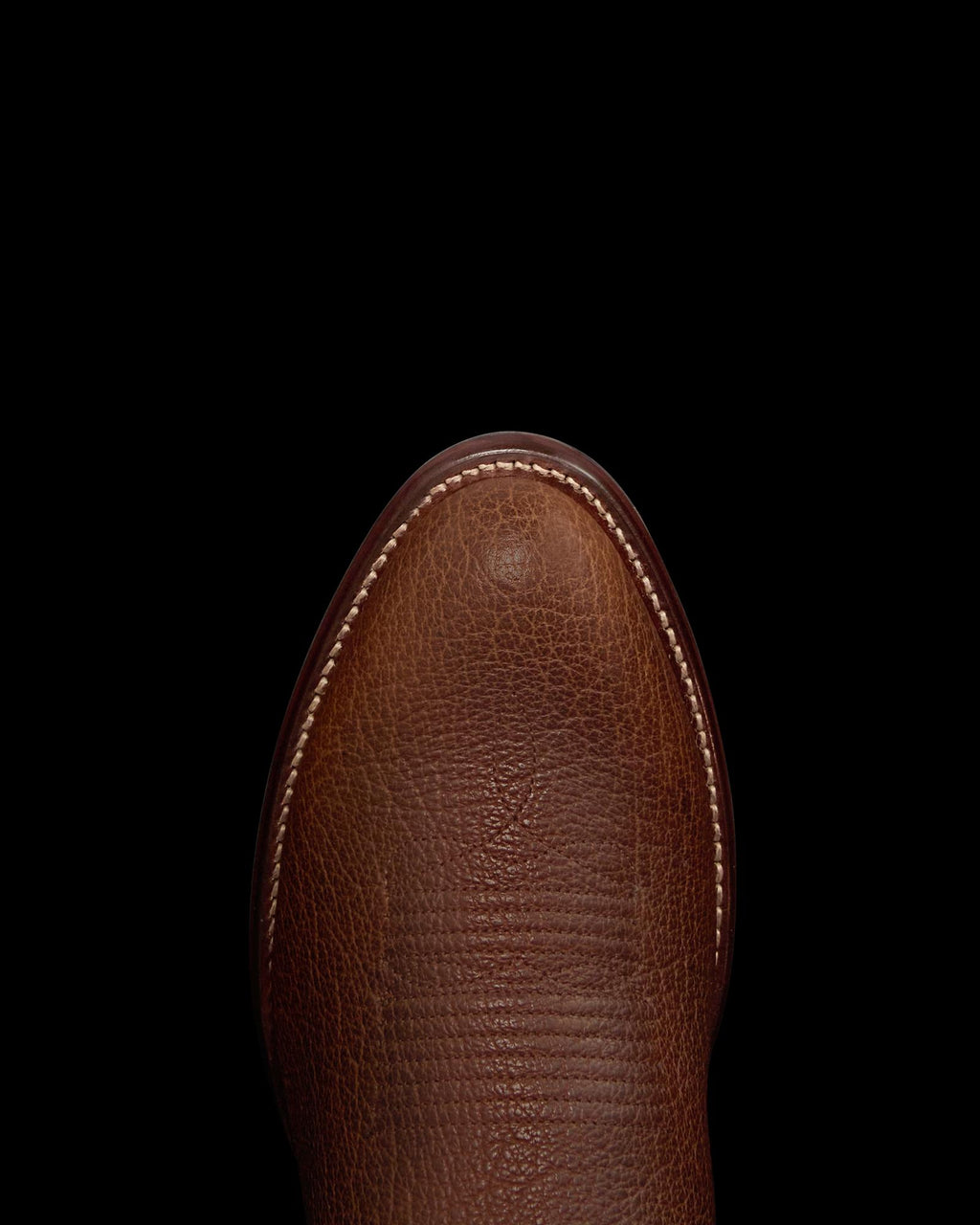 Toe view of The Cartwright - Tobacco Regenerative Bison on plain background