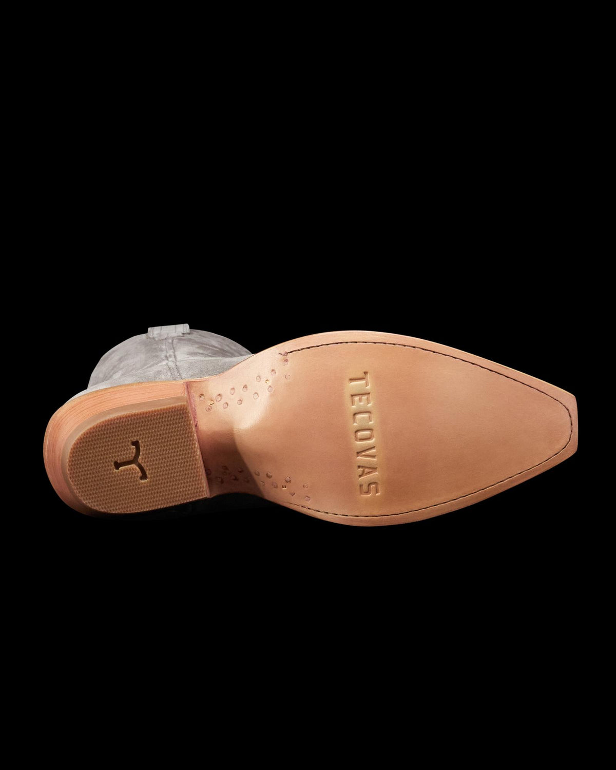 Sole view of The Annie - Charcoal Suede on plain background