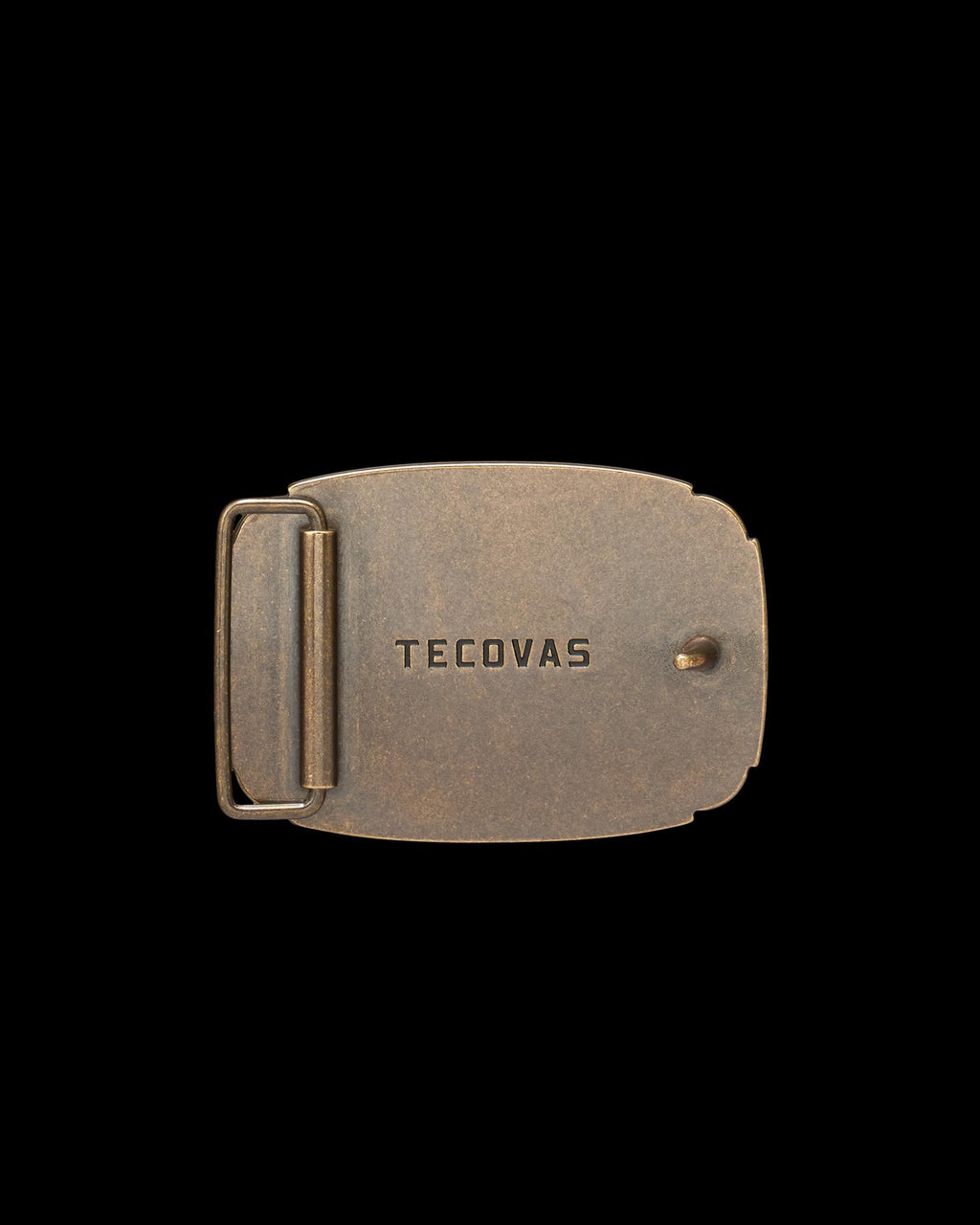 Back view of Hunting Scene Buckle - Antique Brass on plain background