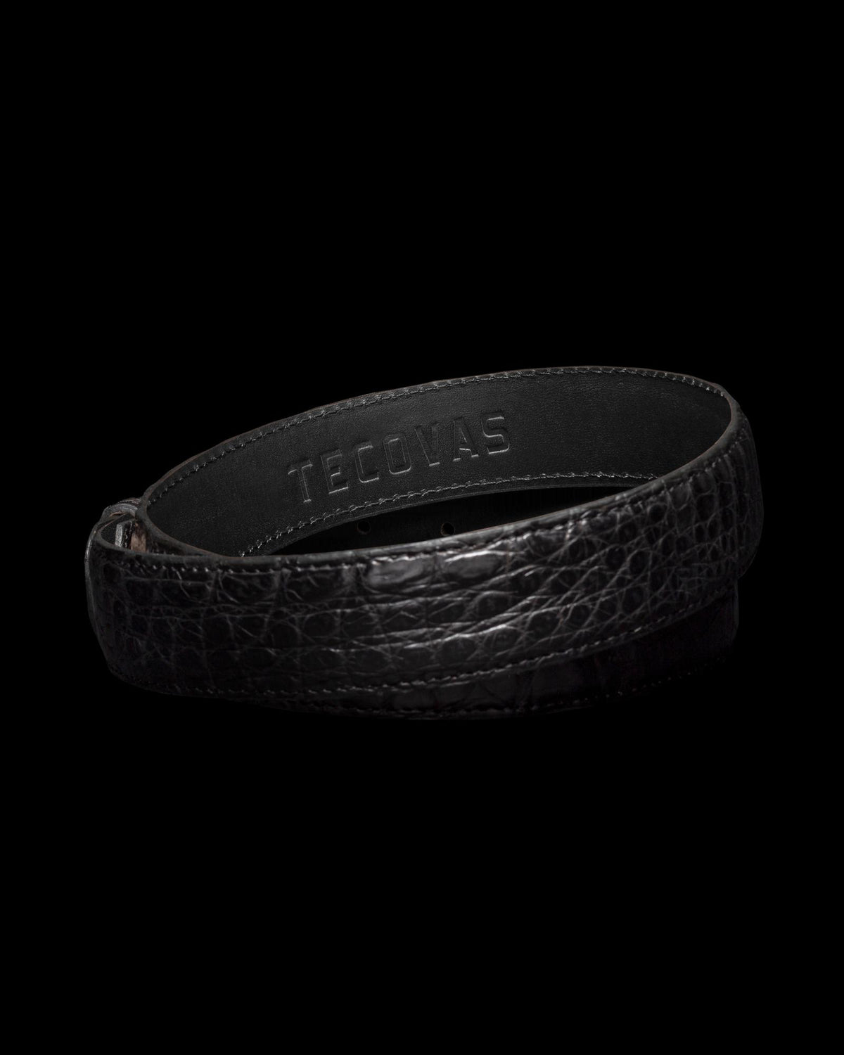 Back view of Men's Caiman Belt II - Midnight on plain background