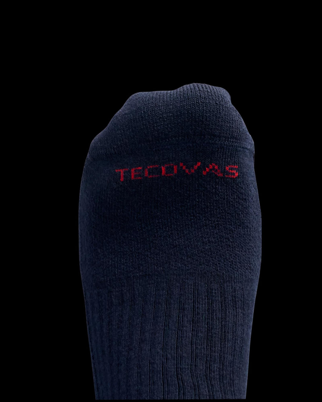 Toe view of Mid-Calf Performance Socks (2-Pack) - Navy / Red on plain background